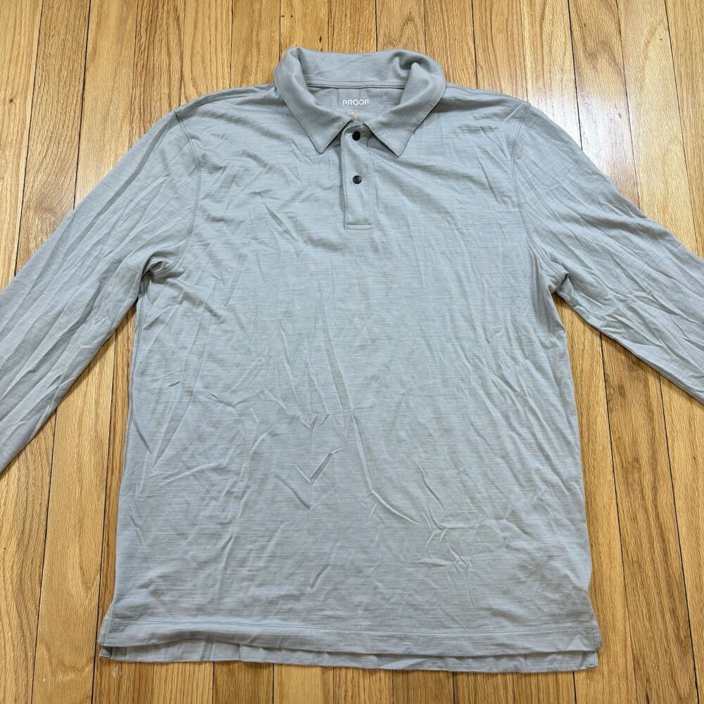 Proof Long Sleeve Polo Shirt Mens’s Size Small Merino Wool Blend Snap Button